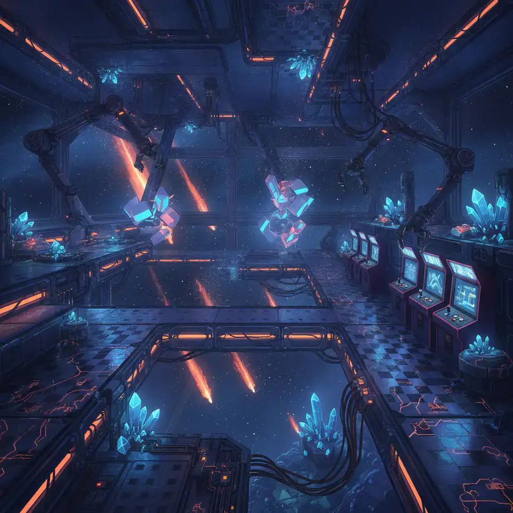 Concept art for an upcoming space station themed level